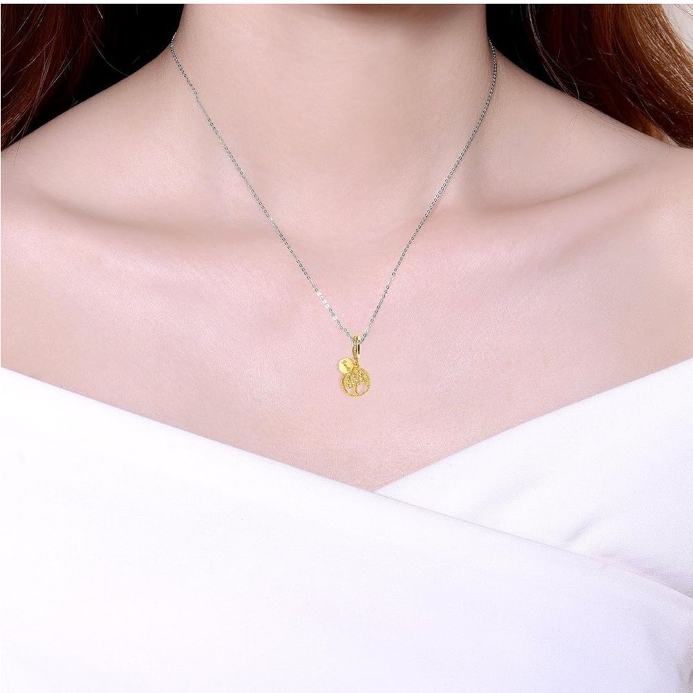 14k Yellow Gold Sterling Silver Family Charm | Family Tree | Pandora Fit - Picture 4 of 5